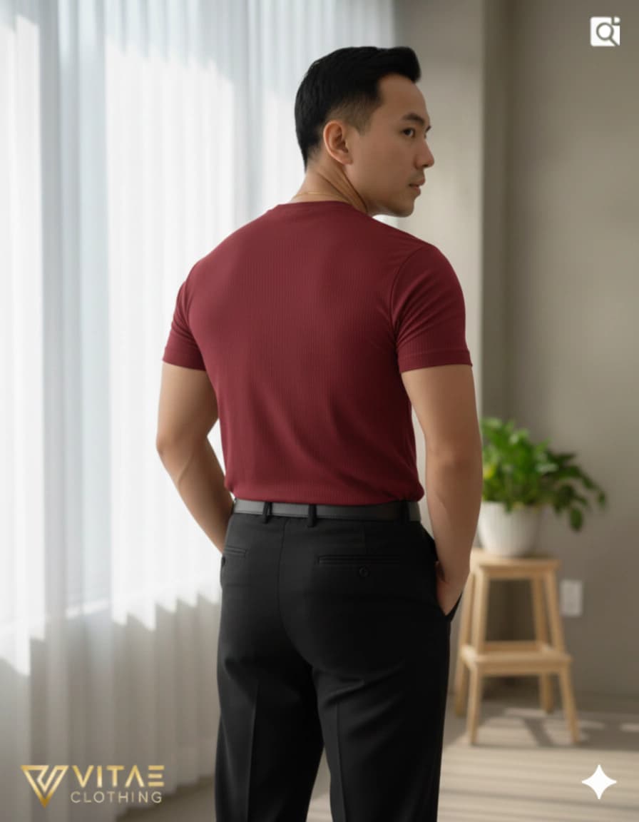 Remera Ribbed Bordo vista 3
