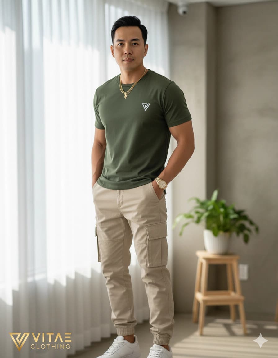 Remera Verde Militar Vitae vista 2